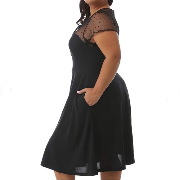 Nemidor 1940s Style Dotted Mesh Midi Swing Party Dress - Picture 3 of 16